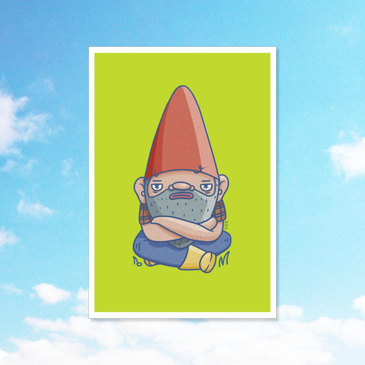 Grumpy Garden Gnome A5 Print