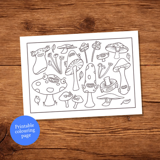Mushroom Patch Digital Colouring Page